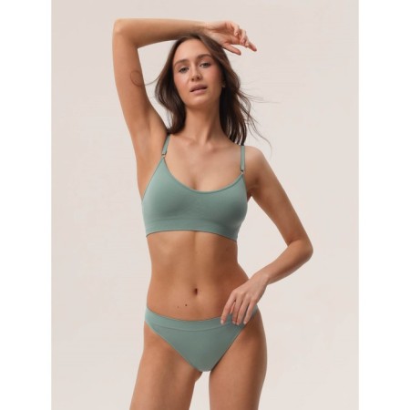 Female top on thin adjustable straps with mirey top with cup cups, size 48, turquoise color-3