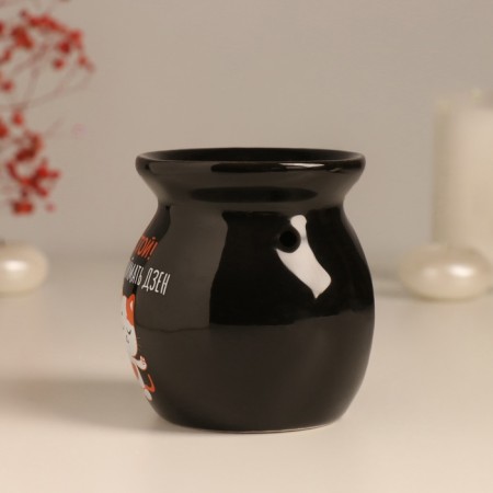 Aroma lamp ceramics "Stop! It's time to catch Zen" Black 7.2x7.2x7.8 cm-4
