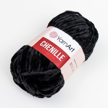 Yarn "Chenille" 100% micropoliester 90m/100g (542 black)-1