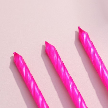 Candles in the cake "Spiral", 6 cm, metallic pink, set 10 pcs-2