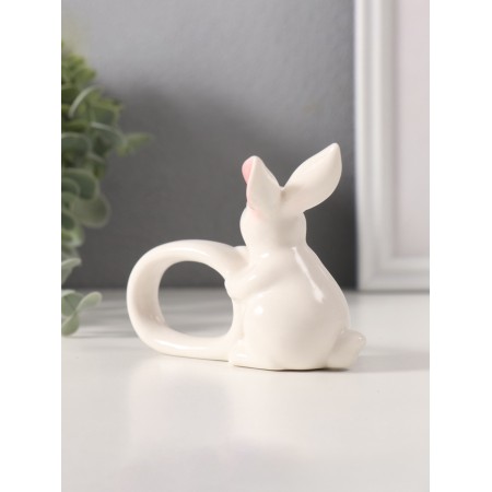 Souvenir Ceramics Holder d/napkin "White rabbit with pink ears" 5x10x7.5 cm-2
