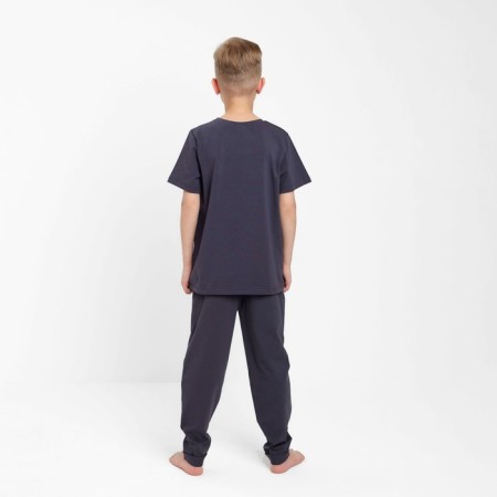 Pajamas for a boy (T -shirt, trousers) minku graphite color, height 152-2