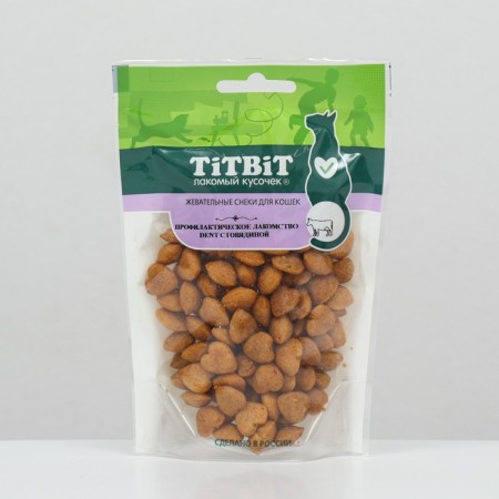 Titbit "Dent" treat for cats, chewing snacks, beef, 40 g