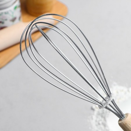 Whisk for whipping with a wooden pen "Classic", 27 cm-1