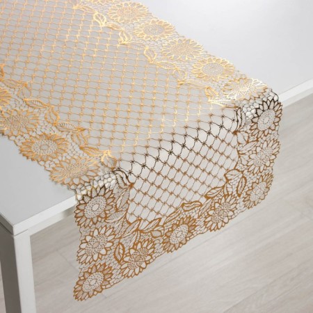 Openwork napkin for the table "Bouquet", 84 × 40 cm, PVC, color gold-3