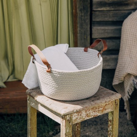 Basket for storage of handmade launcher "Louise", 33 × 33 × 16 cm, color beige-gray-4