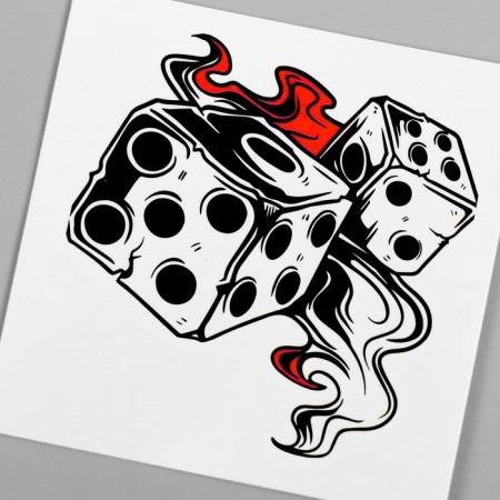 Black-red body tattoo "Playing cubes" 6x6 cm-2
