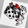 Black-red body tattoo "Playing cubes" 6x6 cm