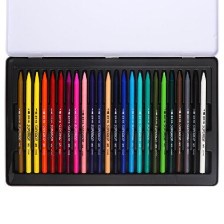 Pencils are whole, in a metal box, 24 colors-3