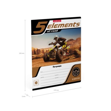 Notebook of 18 sheets in the Erichkrause 5 Elements line, covered cardboard, block offset, whiteness 100% whiteness, mix-8