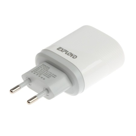 EXPLOYD EX-Z-1437, 2 USB, 2.4 A, MicroUSB cable, white-1
