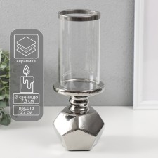 Ceramics candlestick, glass per 1 candle 