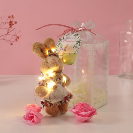 Set gift "Bunny in the dress" soap pink roses 5 pcs, dew 7x7x12 cm-1