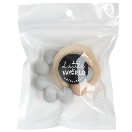 Silicone teether M&B with a wooden ring, gray-5