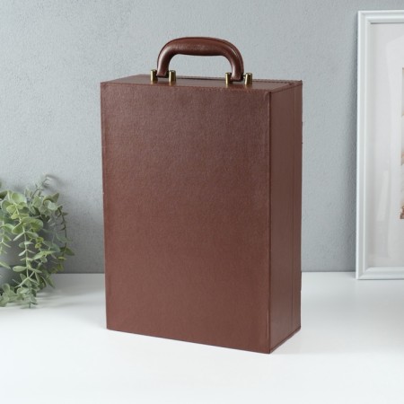 Casket wood, leatherette to the bottle "Plant patterns" 3 objects 37x26x11.5 cm-4