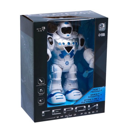 Robot "Hero", light and sound effects, works from batteries, blue color-6