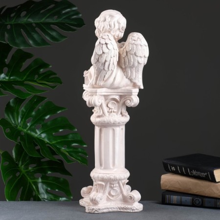Figure "Angel sitting on a column" aged 16x16x51cm-2