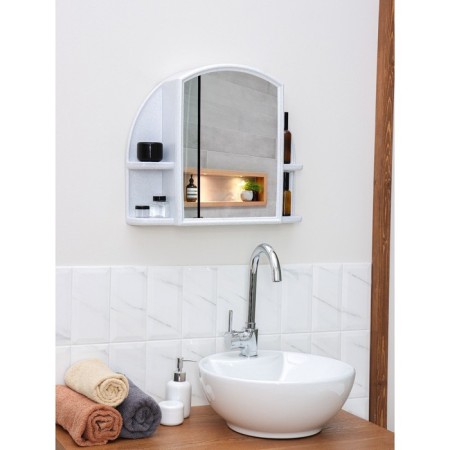 Bathroom cabinet with a mirror "Orion", color white marble-9