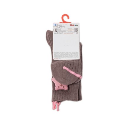 Extended children's socks in a rumor with a decorative toy Contse Kids Tip-Top, size 14, Coffee color-3