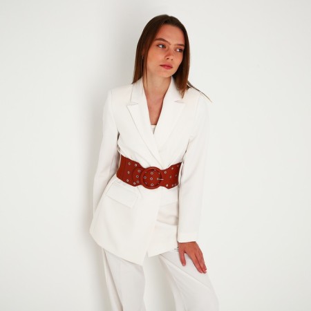 Women's belt, width 10 cm, metal buckle, grirts, redhead-6