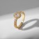 Ring "Treasure" crystal oval, white color in gold, size 18