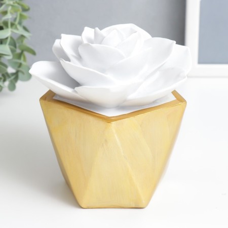 Souvenir Polystone "Golden Rose in a pot" 15x13.5x13.5 cm-1