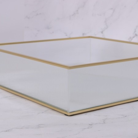 Organizer for storage "RipPles", glass, with a mirror -bottom, 1 section, 24 × 24 × 6 cm, transparent/copper color-5
