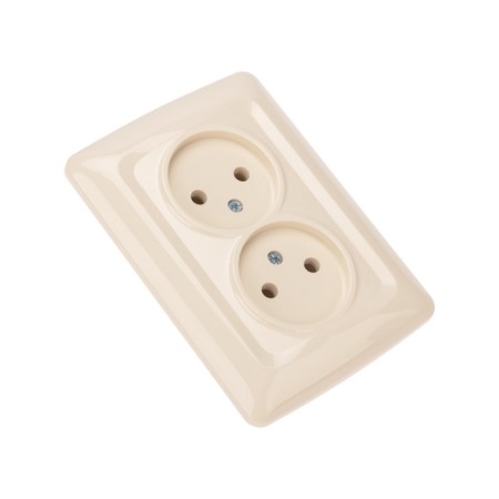 Double kranz outlet without grounding, hidden installation, 10a, beige KR-78-0247-1