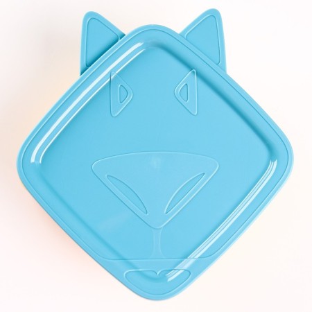 Baby plate Lalababy Play with Me Wolfie with a soft lid, the color is blue-yellow-2