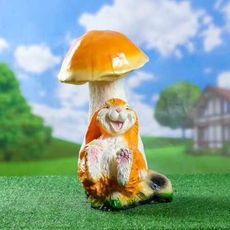 Garden figure "Hare under the mushroom" 35x32x45cm-1