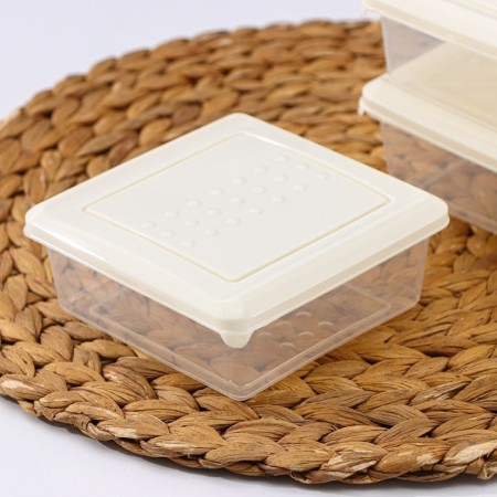 Asti container set, 500 ml, 3 pcs, square, light-beige color-2