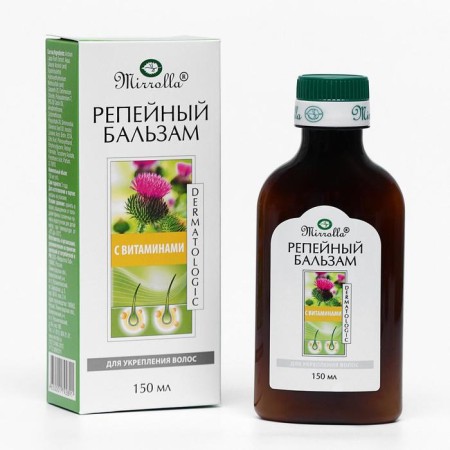 Mirrolla balm is burdock, with a complex of vitamins for hair strengthening, 150 ml