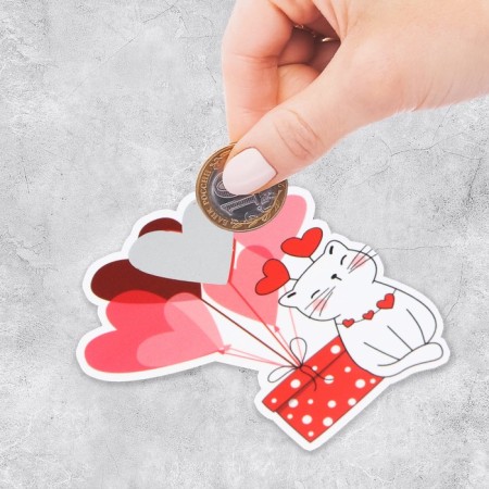 Valentine postcard with a stamp-layer "Balls", 10 × 10 cm-3