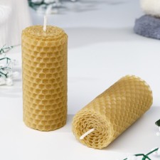 A set of candles from wax honey with the addition of mint essential oil 8 cm, 2 pcs