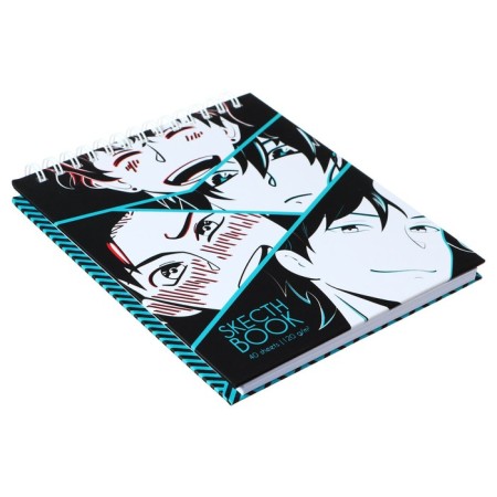 Sketchbook A6 40 sheets on the crest "Facial anime", solid cover, matte lamination, block 120 g/m2-1