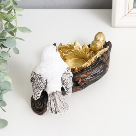 Souvenir Polystone SPRISE "White Bird on a branch of stoop" gold d-4.5 cm 17.5x9.5x8.5 cm 939853-2