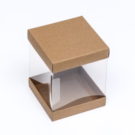 Box with PVC mini 10 x 10 x 12 cm "Kraft"-1