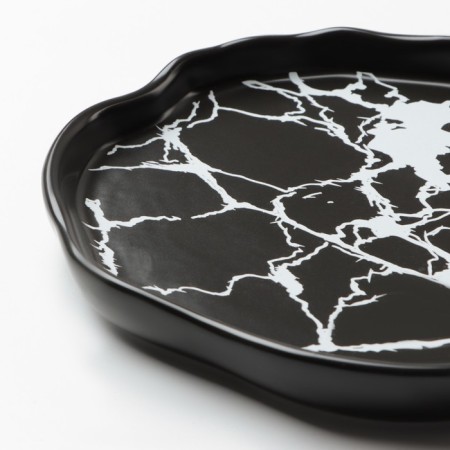 Ceramic black plate "Black marble", 17 cm, black color-5