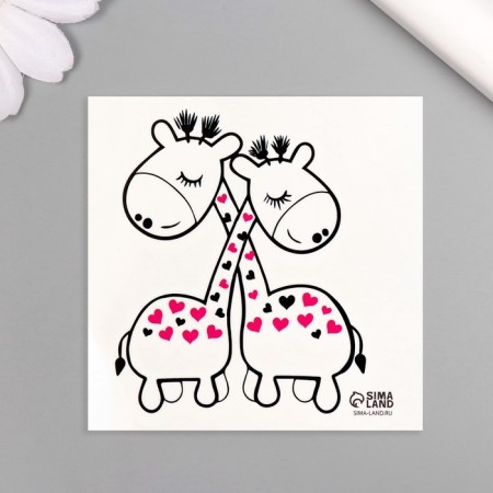 Tattoo on the body black "giraffes" 6x6 cm-3