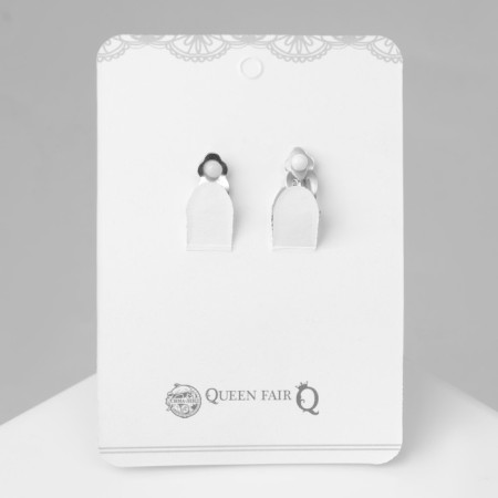 Clips "Openwork in Rhilizes" drop, white color in silver-3