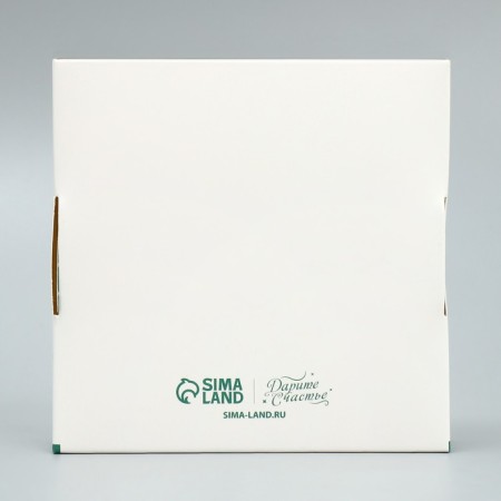 Box for Makarun with low sides “Happy New Year!”, Wreath, 11x 11x 3 cm, New Year-5