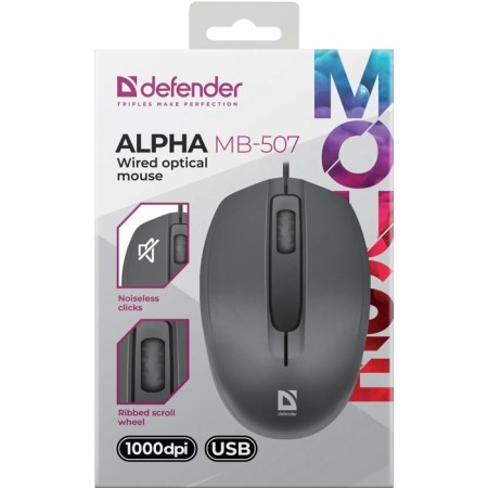 Mouse Defender Alpha MB-507, wired, optical, 1000 dpi, USB, black-4
