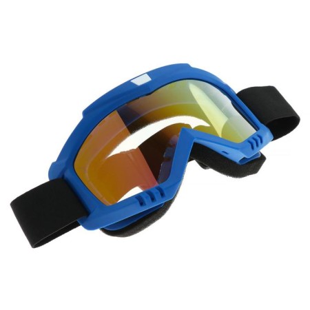 Glass-mask for motorcycle driving, gold chrome glass, blue color, OM-11-2