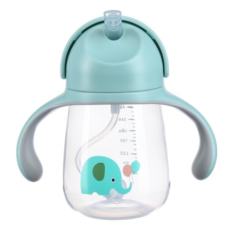 Drill - children's impotance with silicone tube "Elephant", 260 ml., With handles, blue color-2