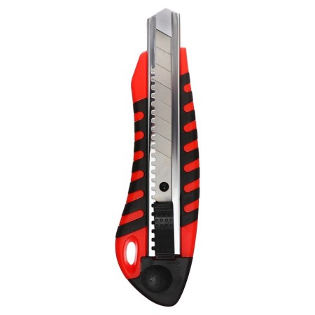 Chancellery knife 18 mm, plastic, autofixer, rubber inserts, TOP-2