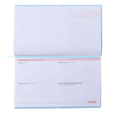 Bleaner dated 2024, 175x105 mm, 64 sheets of Escalada, soft binding, artificial leather "Nappa", foil embossing, white offset 70 g/m², blue-3