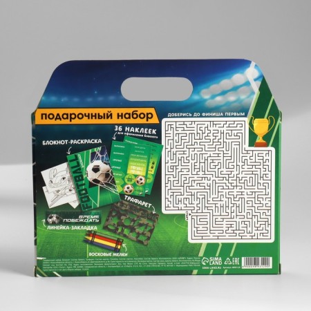 Chancellery set: notebook coloring, stencils, stickers and wax crayons "Football"-13