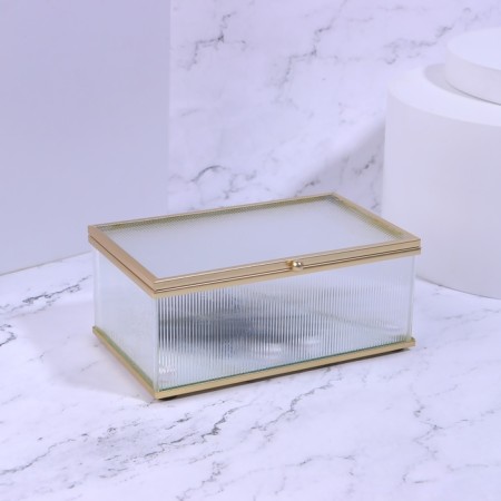 Organizer for storage "Ripples", with a lid, glass, with a mirror -bottom, 1 section, 14.5 × 8.5 × 6 cm, the color is transparent/copper-4