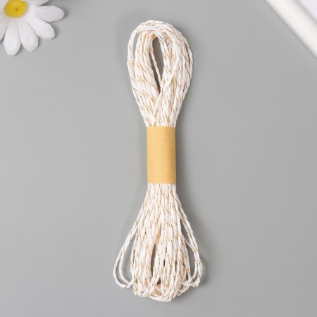 Yarn 100% cellulose "Softino Raffia Color Melange" Washed, white with gold 10m