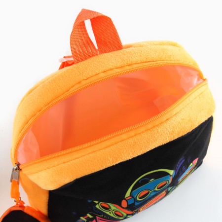 Baby plush backpack with the Penal "Robots", 24*24 cm, color orange color-5